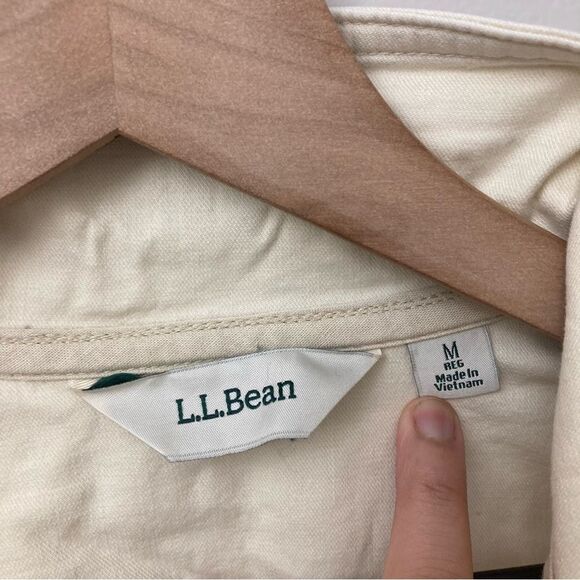 LL Beans Lightweight Cream Casual Full Zip Jacket - Picture 3 of 6